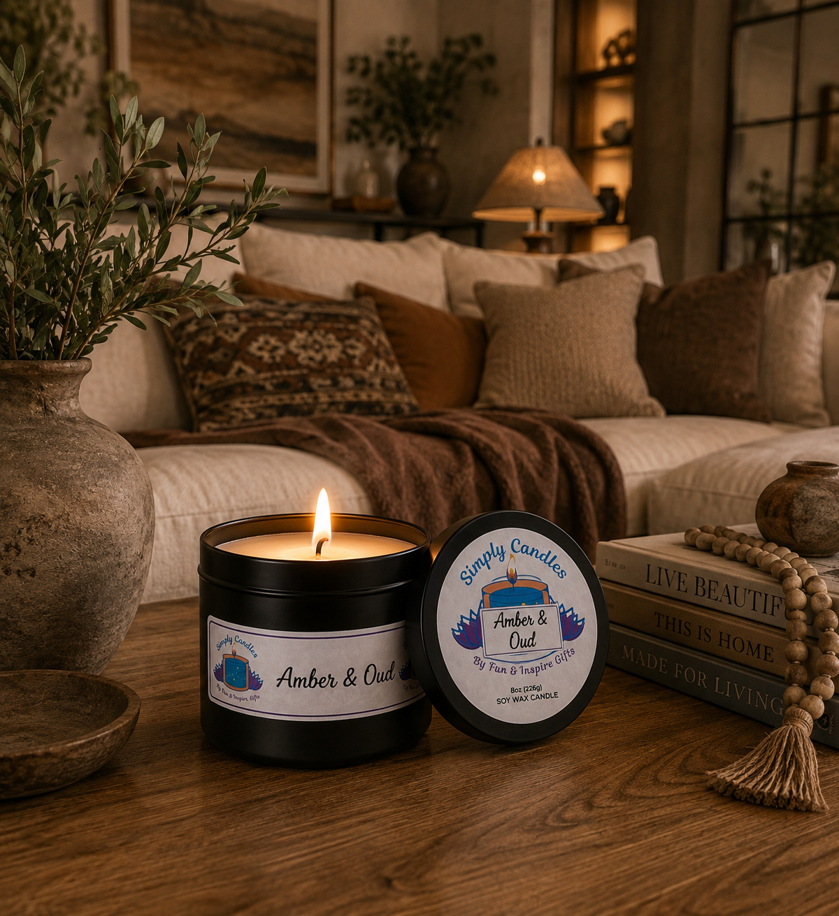 Amber & Oud Scented Candle