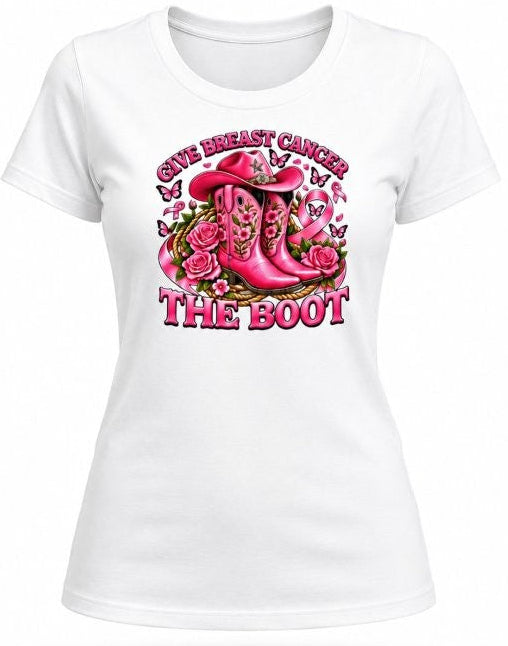Give Breast Cancer The Boot Tee