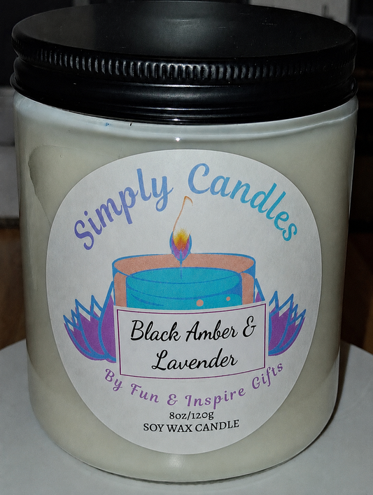 Black Amber & Lavender Scented Candle