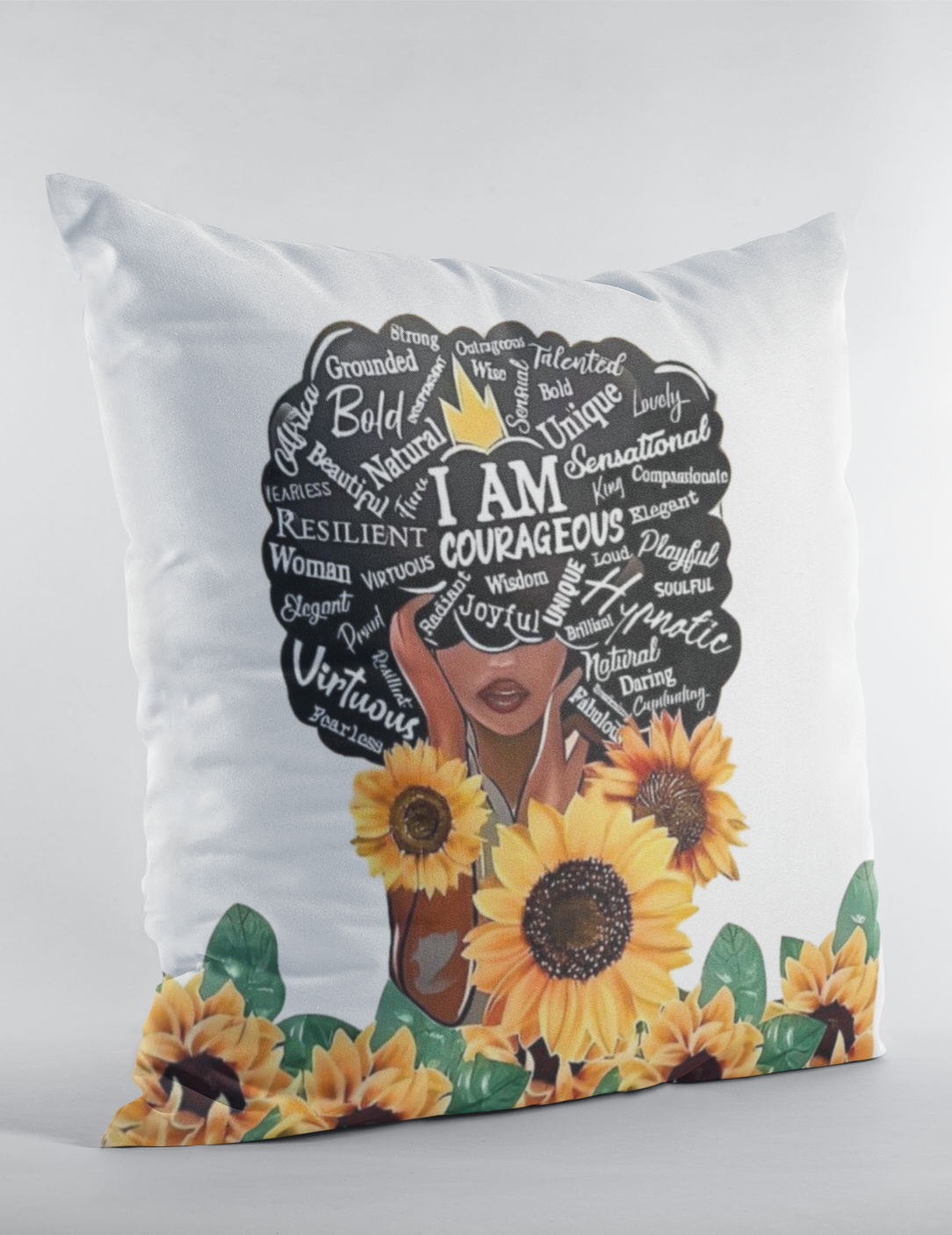 Black Beauty I AM Sunflower  Accent Pillow