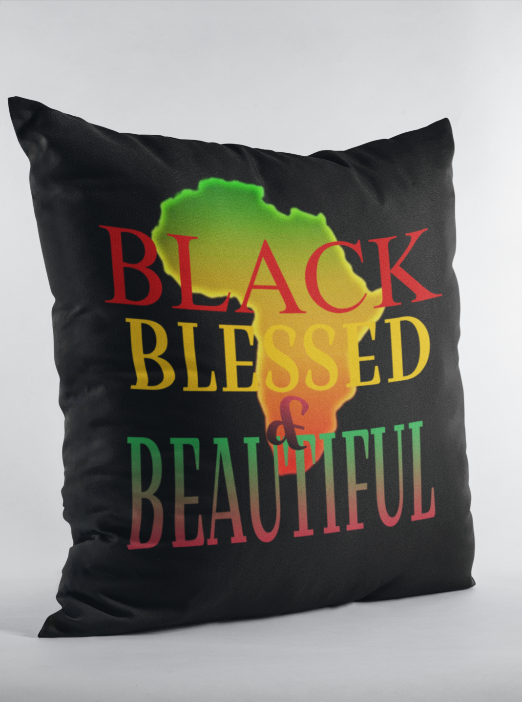 Black Blessed Beautiful Accent Pillow