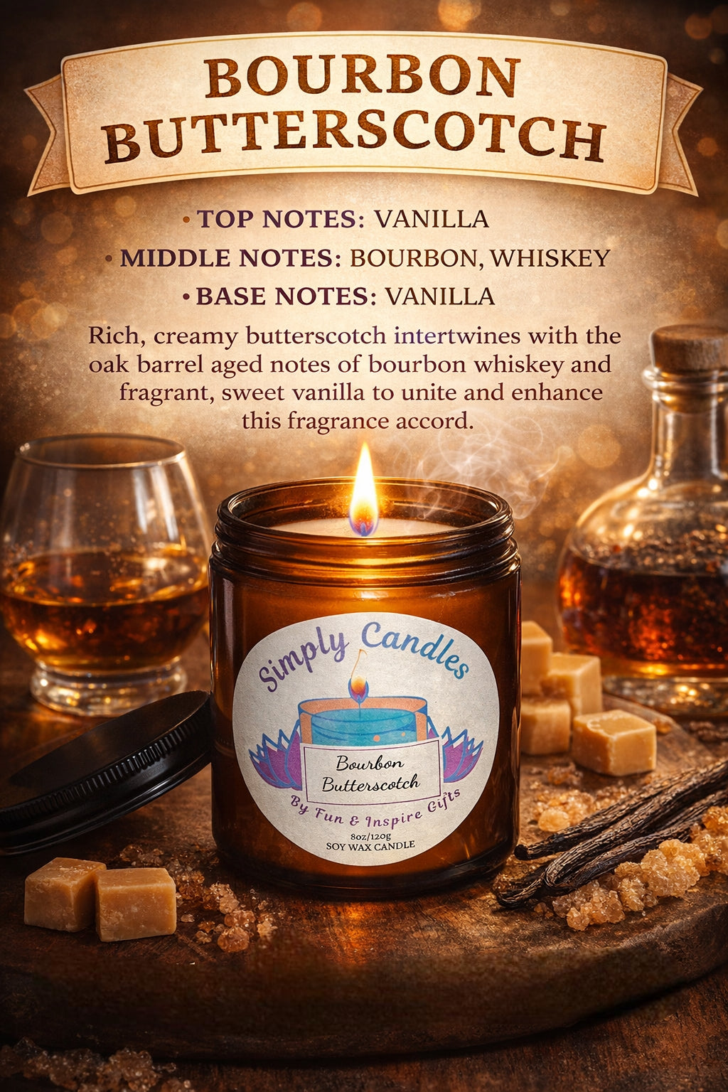 Bourbon Butterscotch Scented Candle