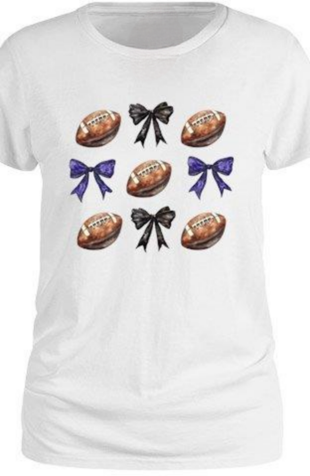 Ravens Bows and Footballs Ladies Tee