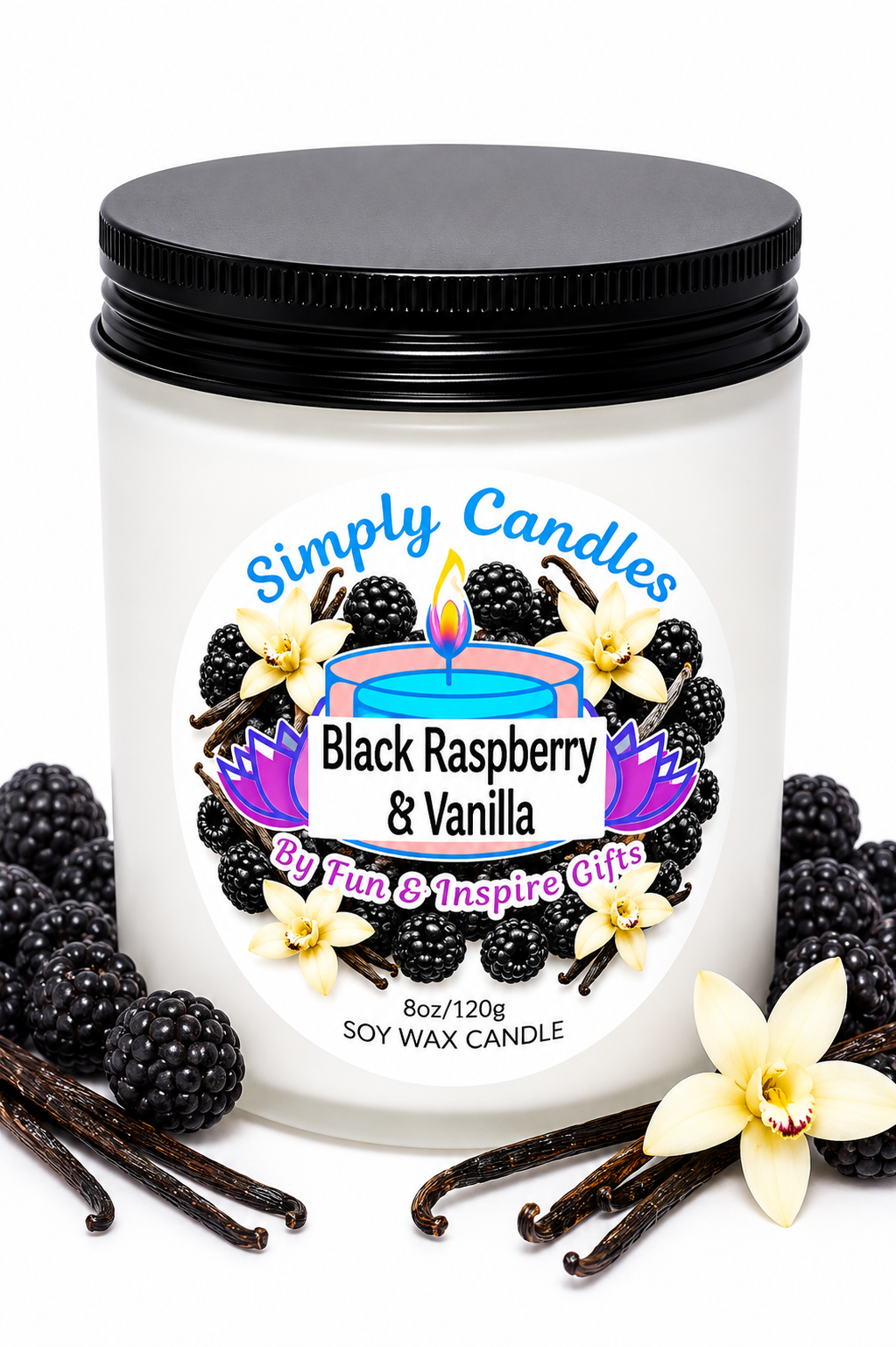 Black Raspberry & Vanilla Scented Candle