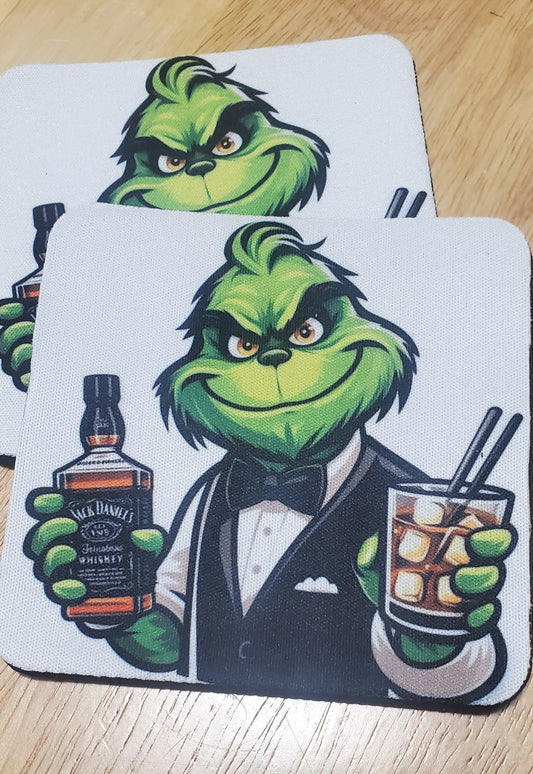 Grinch The Bartender Coasters