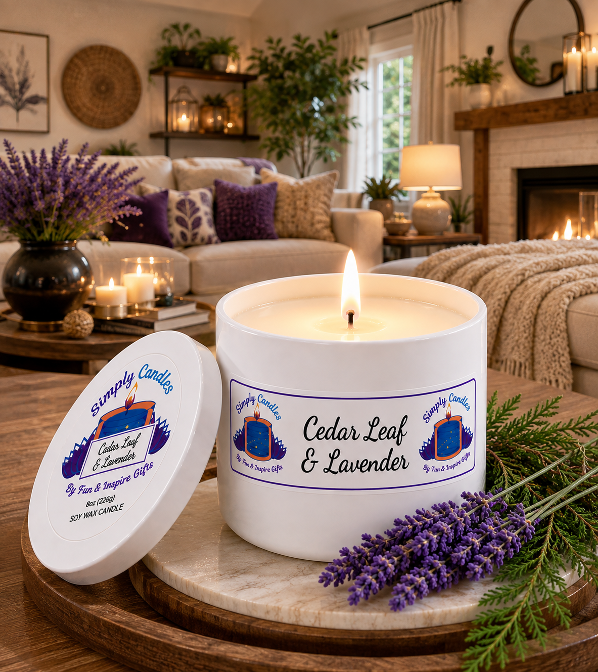 Cedar Leaf & Lavender Scented Candle
