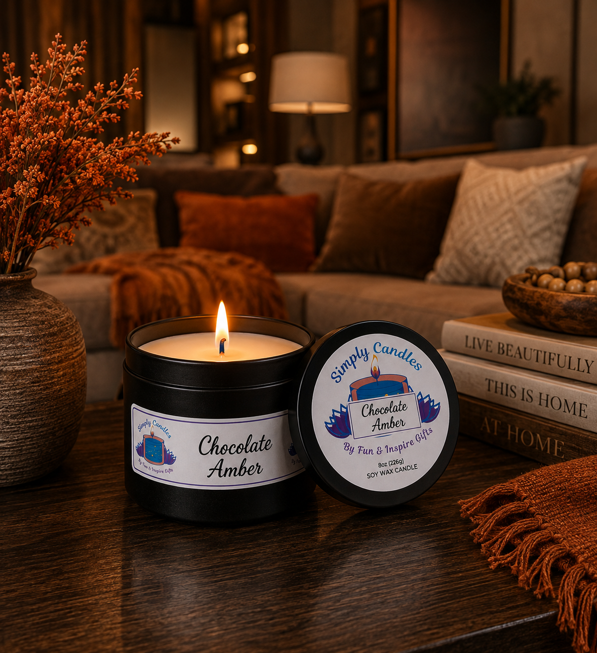Chocolate Amber Scented Candle
