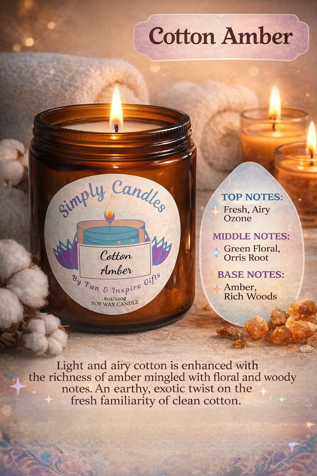 Cotton Amber Scented Candle