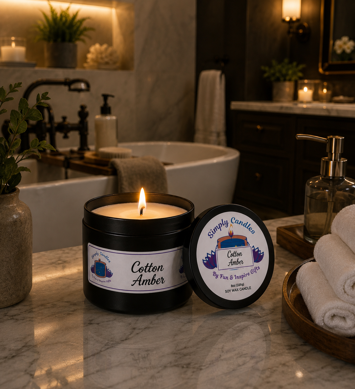 Cotton Amber Scented Candle