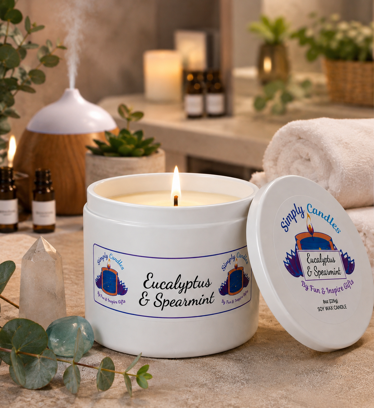 Eucalyptus & Spearmint Scented  Candle