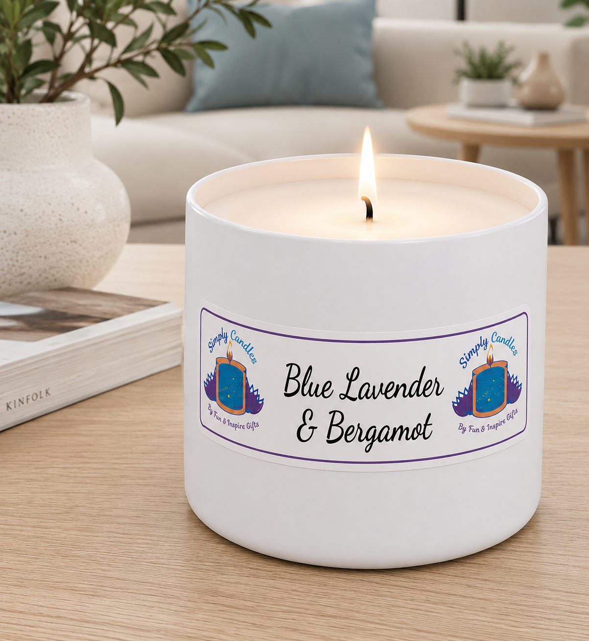 Blue Lavender & Bergamot Scented Candle