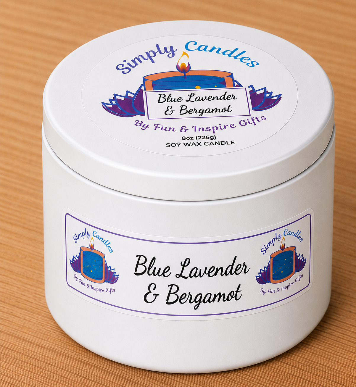 Blue Lavender & Bergamot Scented Candle