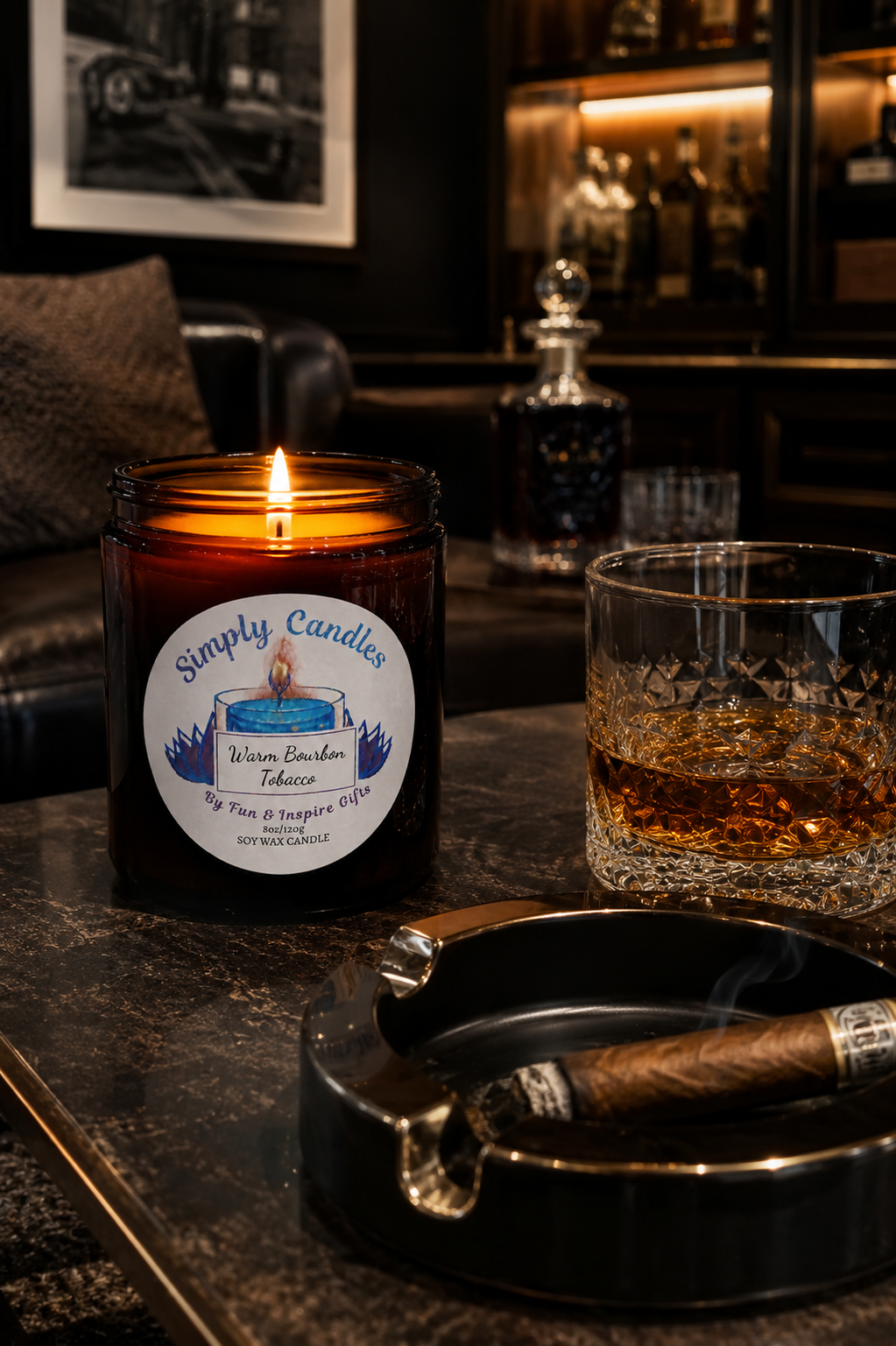Warm Bourbon Tobacco Scented Candle