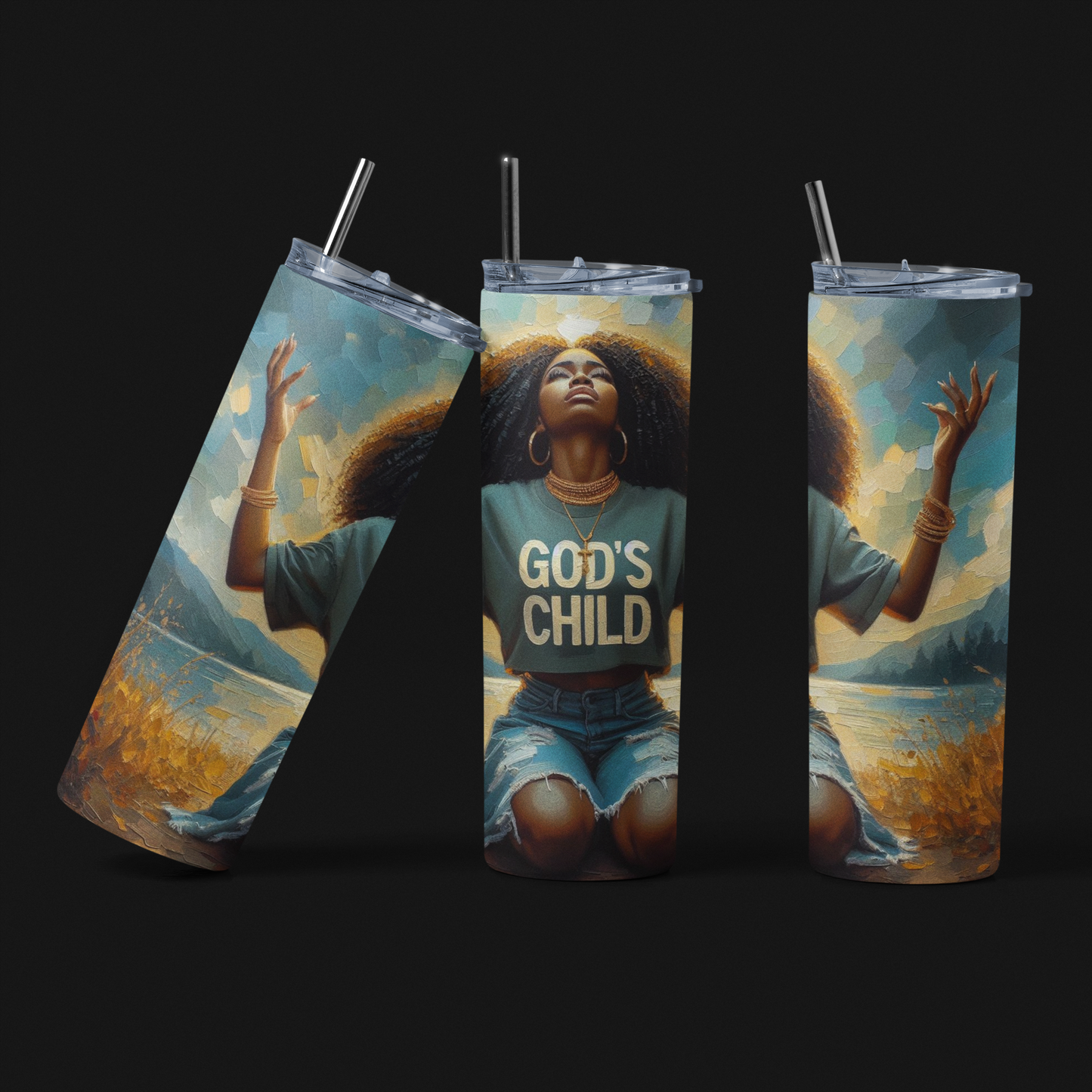 Gods Child Skinny Tumbler