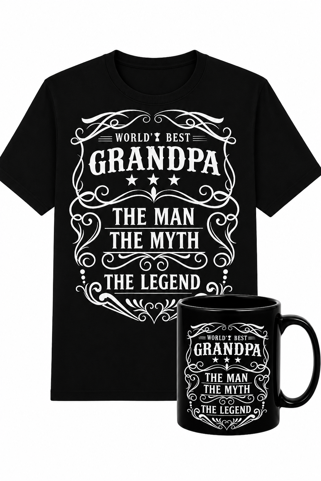 Grandpa The Man, The Myth, The Legend Tee and Coffee Mug Bundle