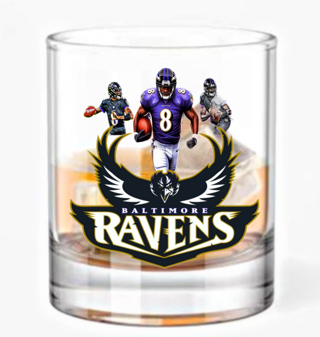 Lamar Jackson Baltimore Ravens Whiskey Glass