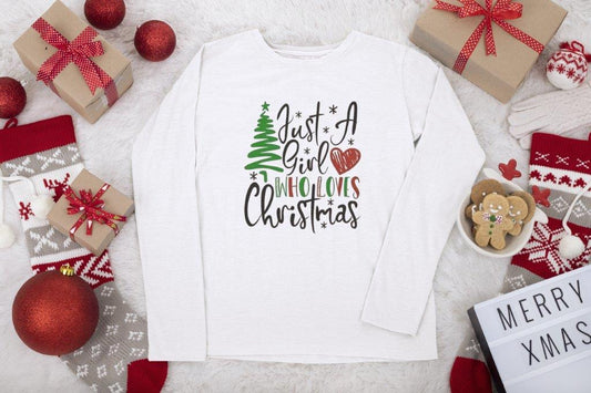 Just A Girl Who Loves Christmas Novelty Tee