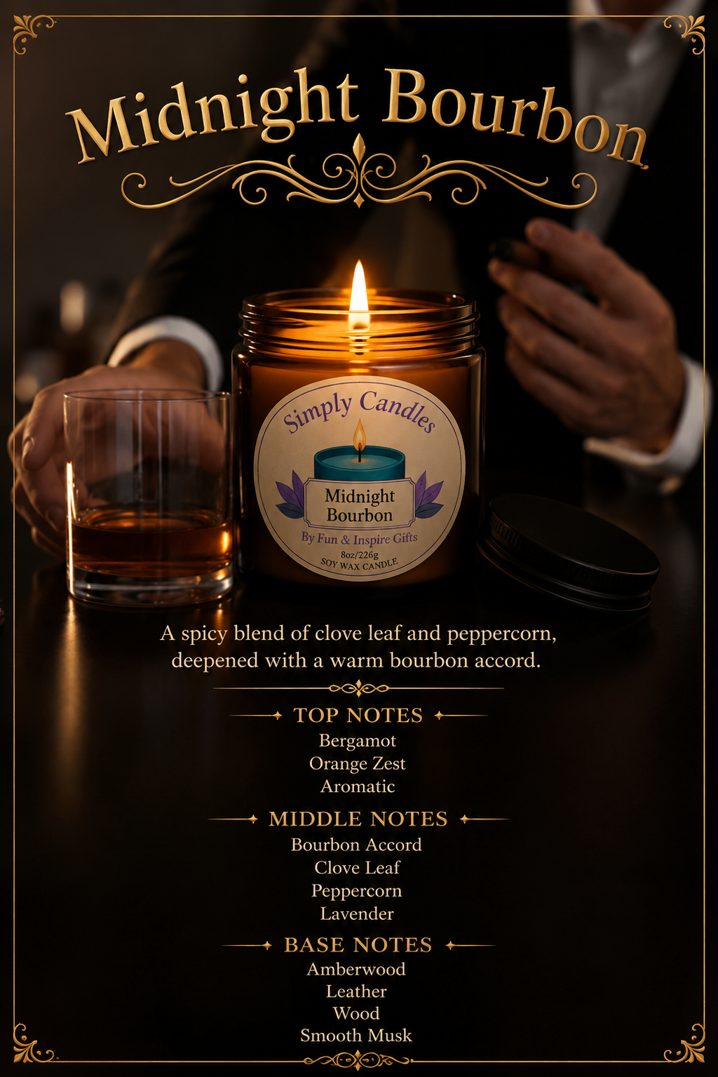 Midnight Bourbon Scented Candle