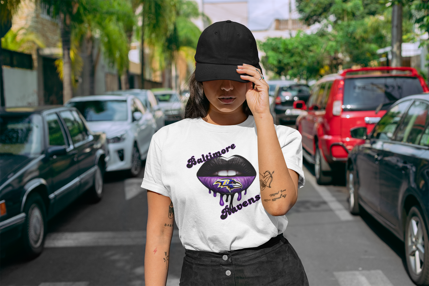 Ravens Dripping Lips Ladies Tee