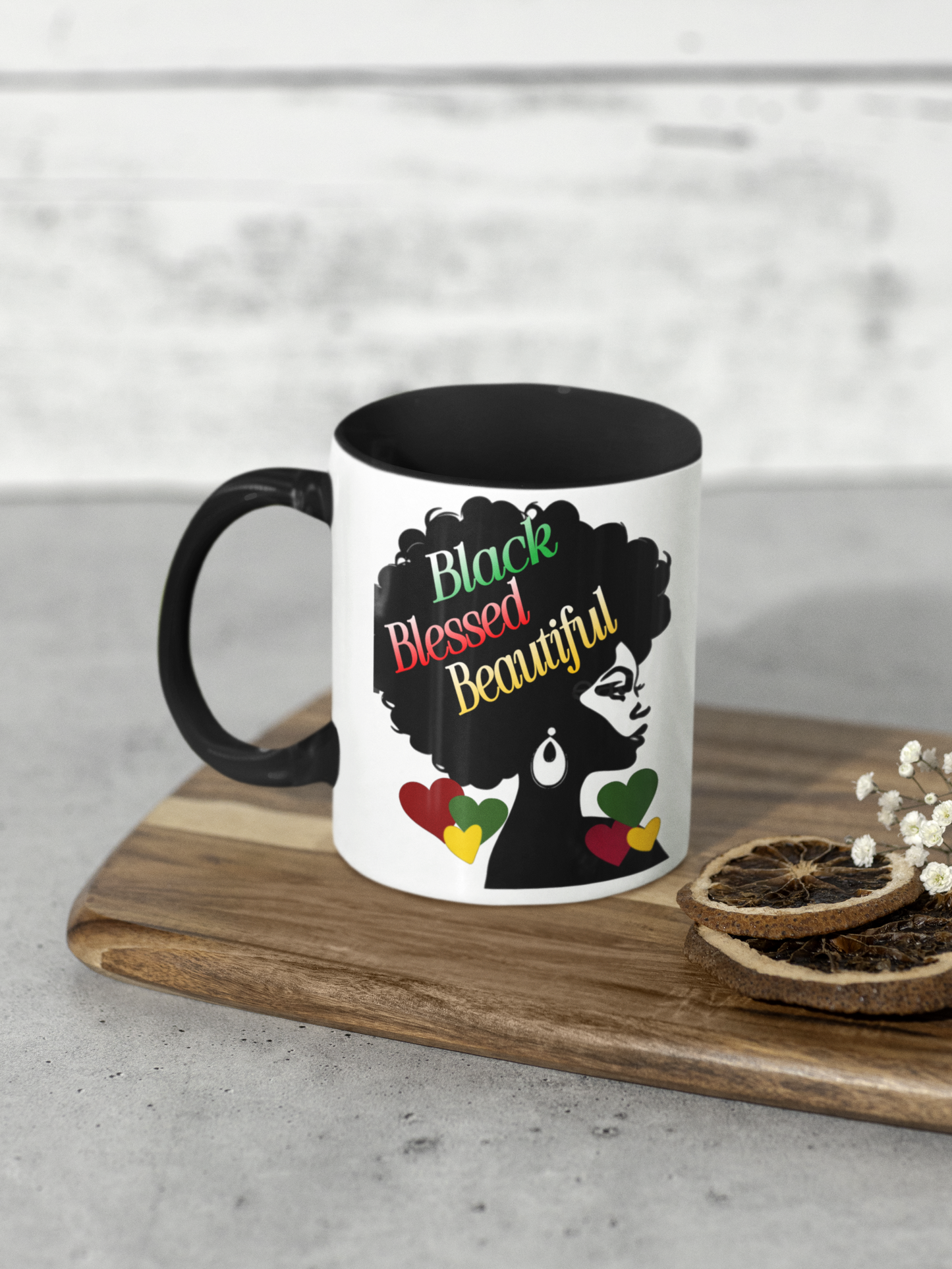 Black, Blessed, Beautiful Black Handle Coffee Mug