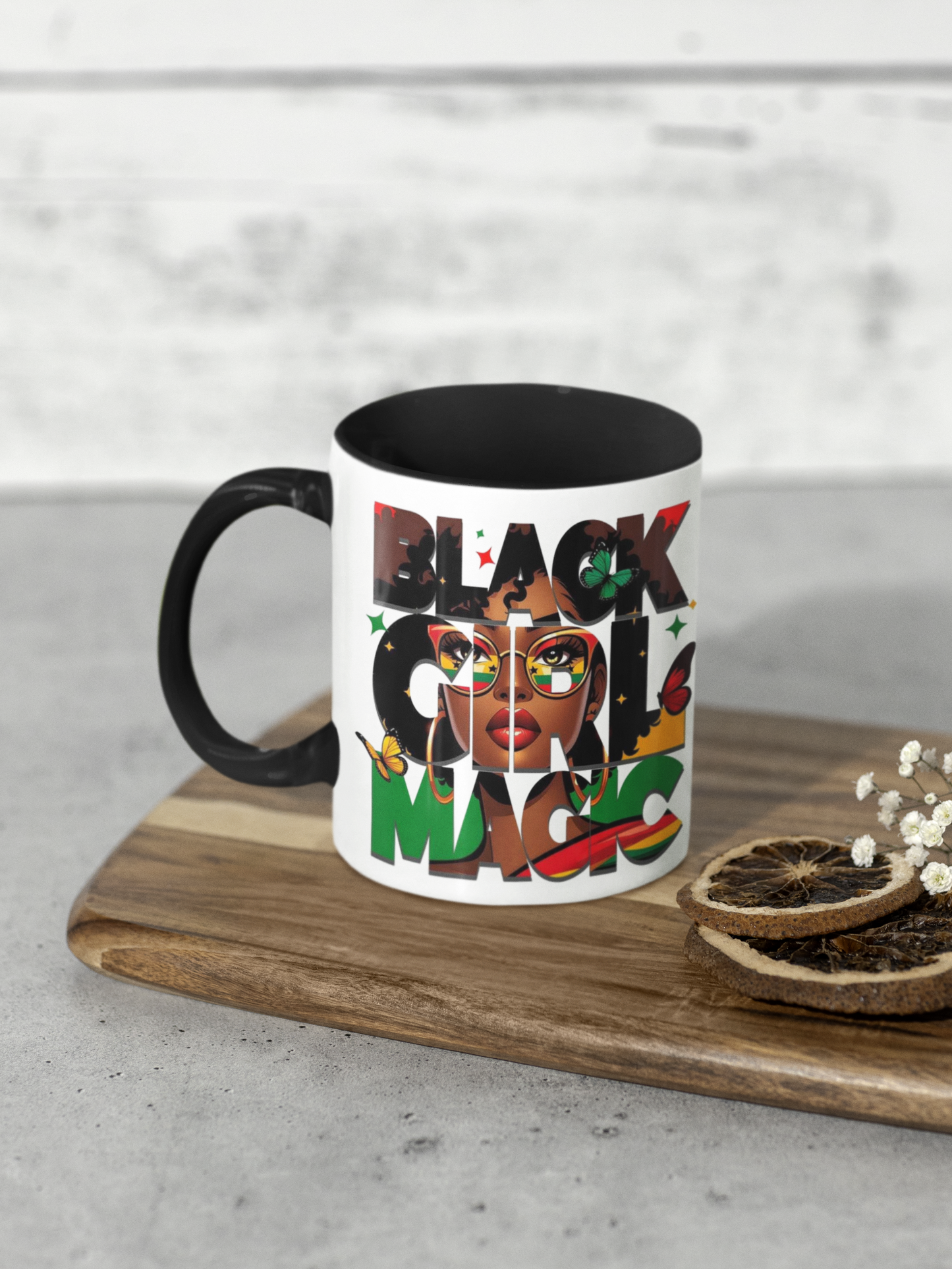 Black Girl Magic Black Handle Coffee Mug