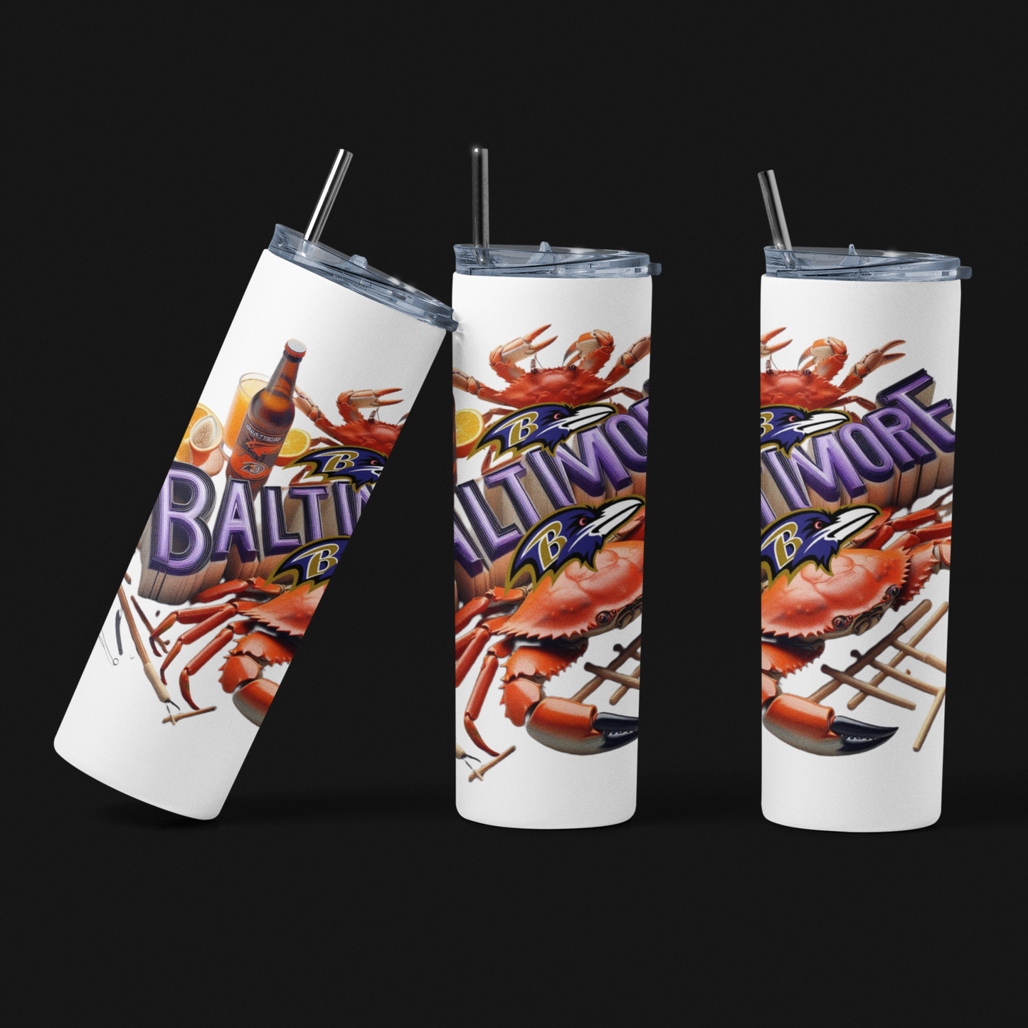 Baltimore Crabs and Football Skinny Tumbler