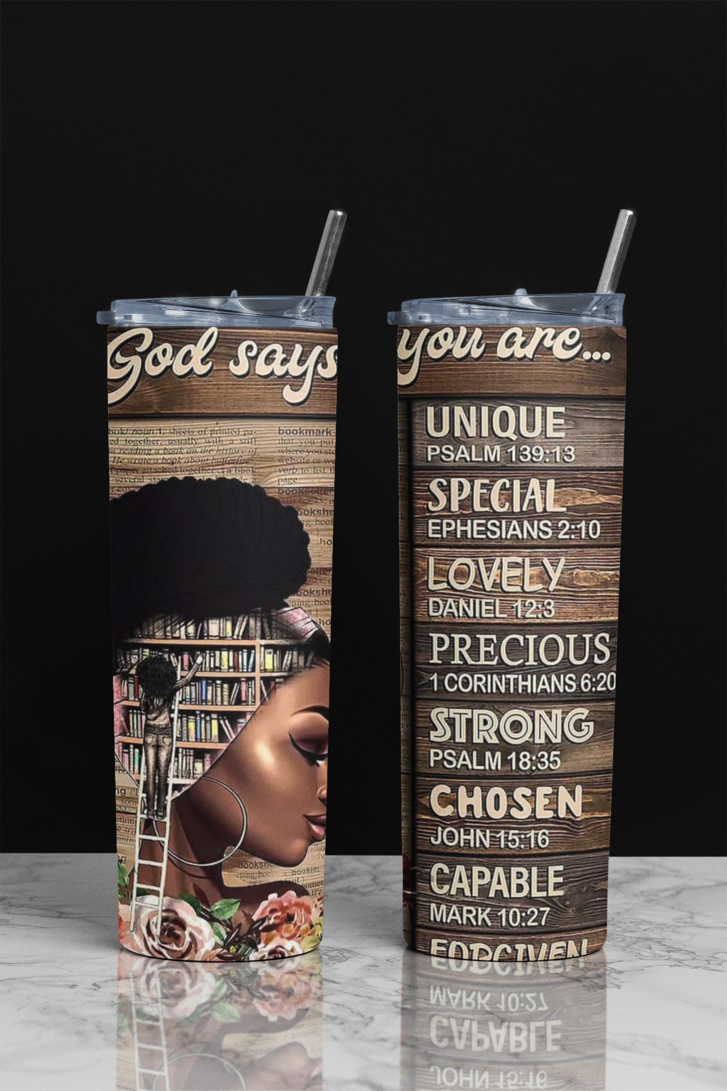 God Says You Are Scripture Skinny Tumbler