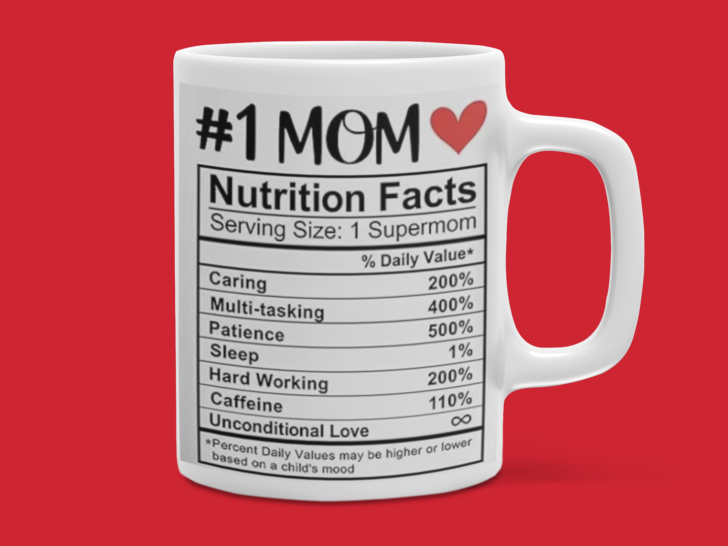 #1 Mom Nutritional Facts Coffee Mug