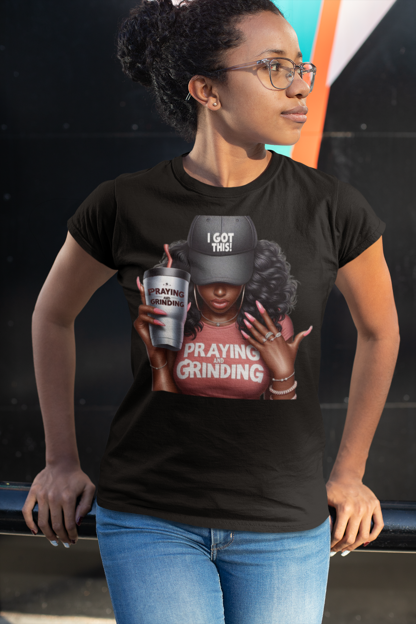 Praying and Grinding Ladies Tee