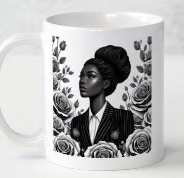 Black Beauty Surrounded By Roses Coffee Mug