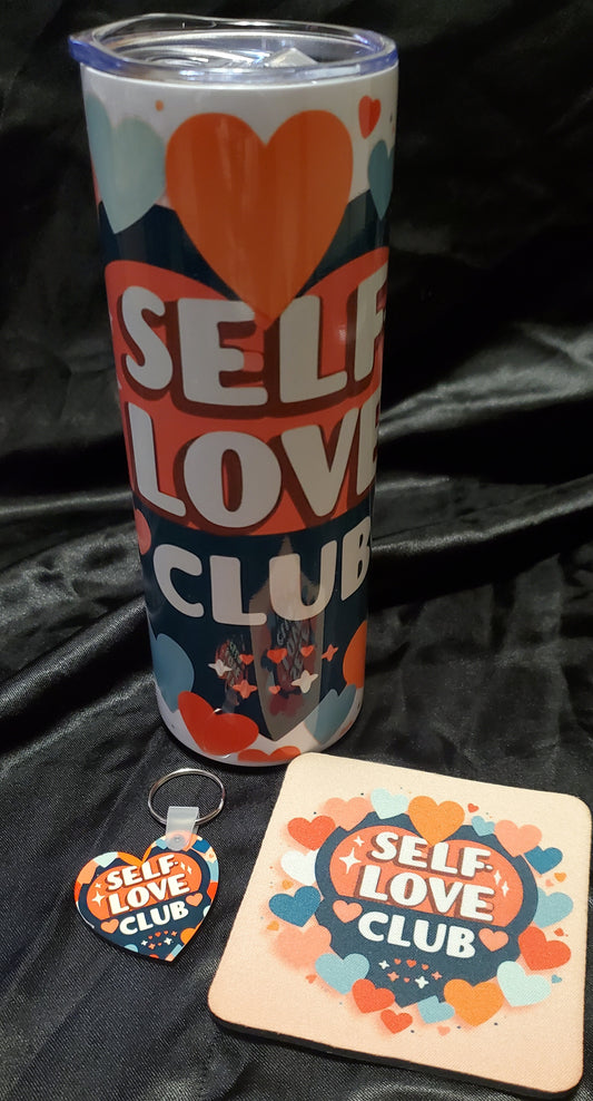 Self Love Club Tumbler, Coaster and Keychain Set