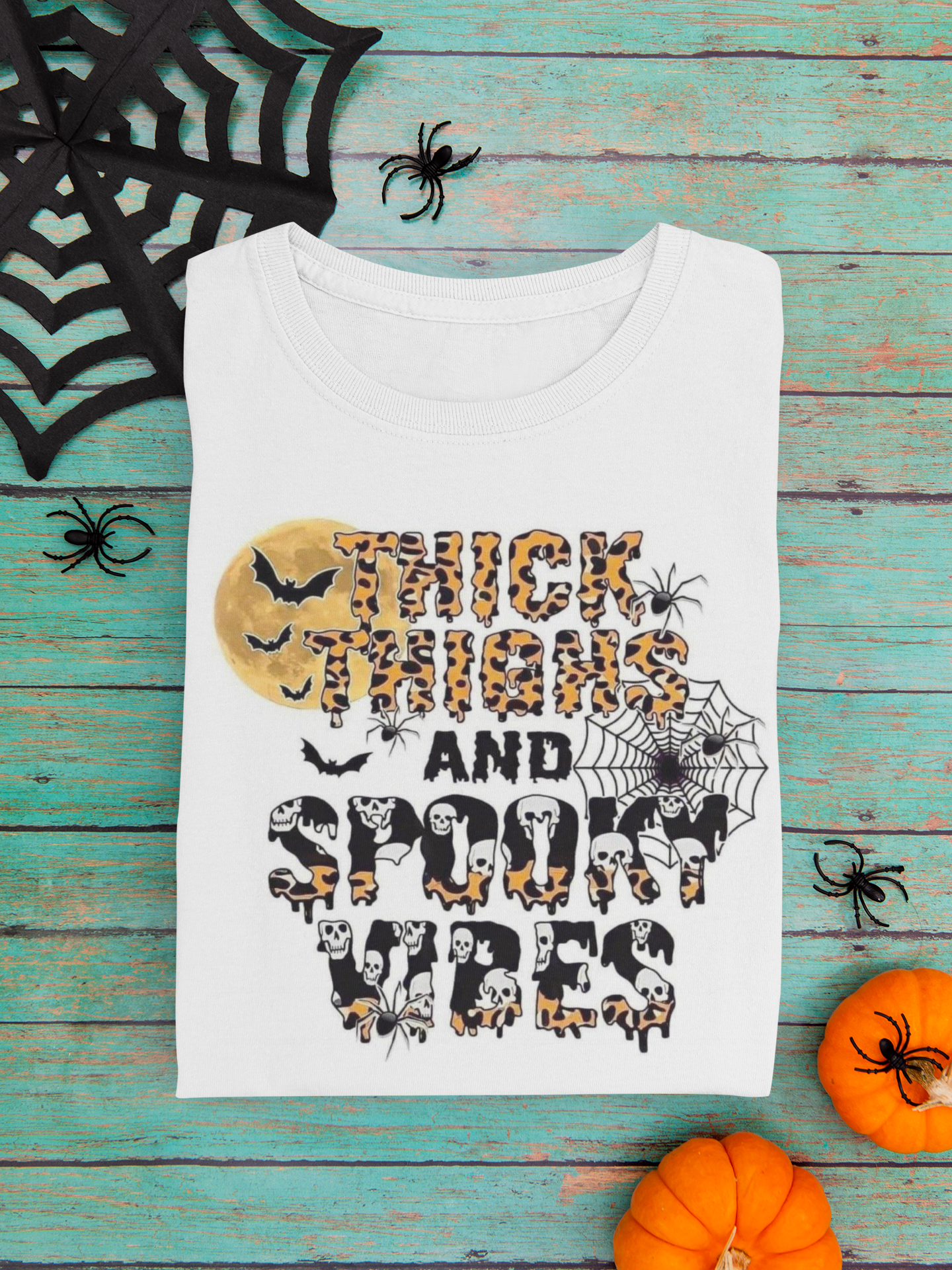 Thick Thighs and Spooky Vibes Ladies Tee