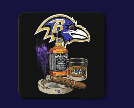 Cigars, Whiskey and Ravens Coaster