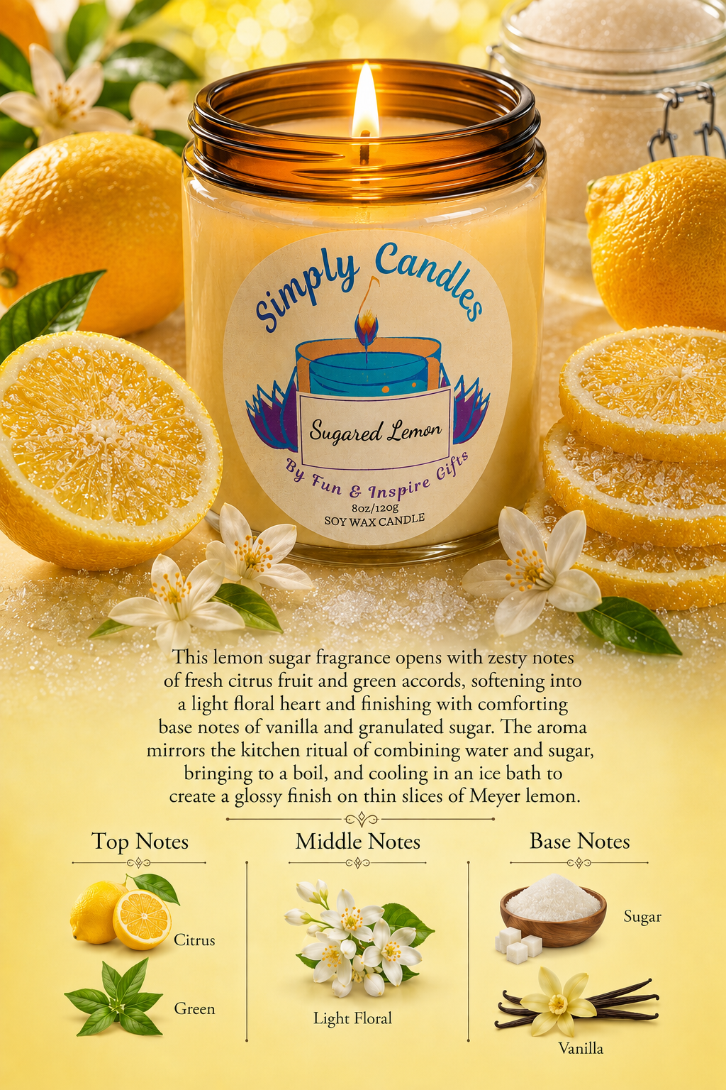 Sugared Lemon Scented Candle