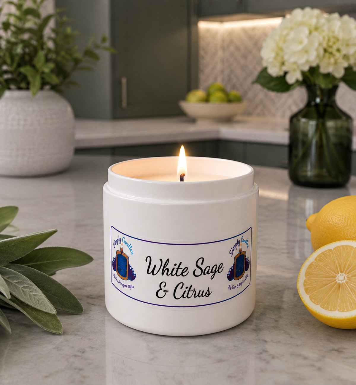 White Sage & Citrus Scented Candle