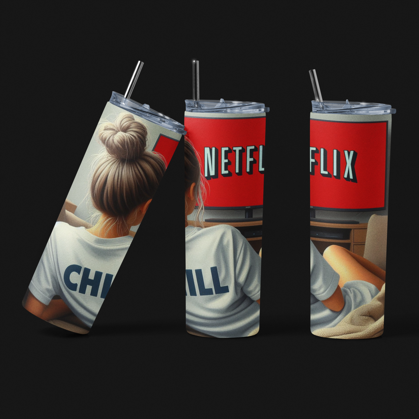 Netflix and Chill Skinny Tumbler