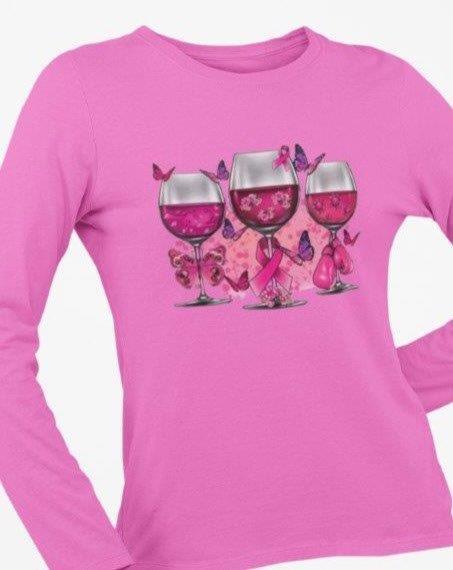 Cheers To Fighting Breast Cancer Ladies Tee