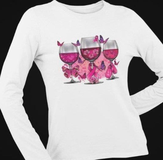 Cheers To Fighting Breast Cancer Ladies Tee